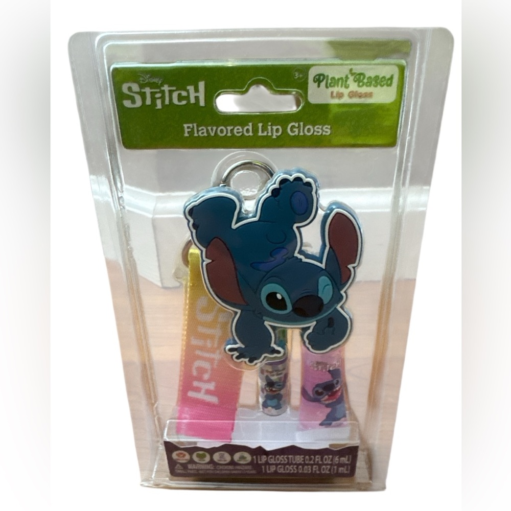 Stitch Lip Gloss‎ Set Plant Based Strawberry and Grape Flavored and One Keychain
